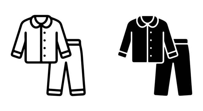 Pajamas Icon Set, Sleepwear Vector Graphics, Nightwear Clothing Symbols, Loungewear Apparel