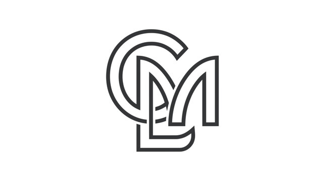 Minimalist monogram combining letters c m and l in black line art