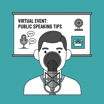 Man Speaking Virtually: Public Speaking Tips Online Event