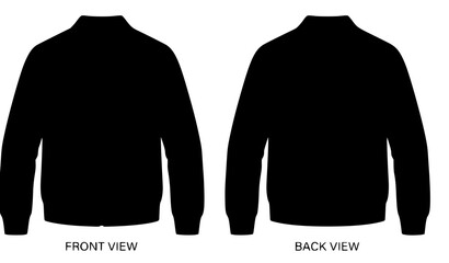 Black Jacket Mockup Template Front and Back View Silhouette Vector Illustration Isolated © Md