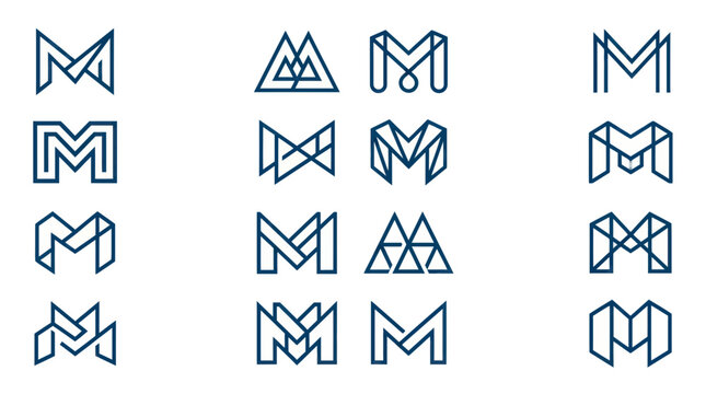 Geometric letter m monogram collection for corporate branding