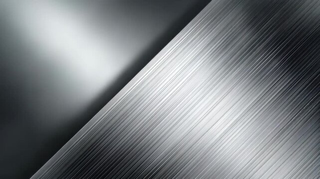 Sleek brushed metal surface with diagonal lines creates a contemporary and minimalistic backdrop. Ideal for technology, engineering, and industrial themed creative projects and presentations
