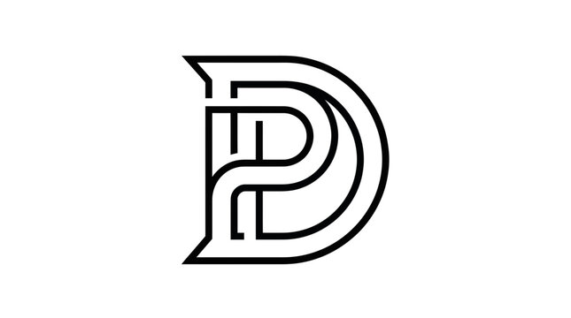 Minimalist dp or pd monogram logo with geometric lines