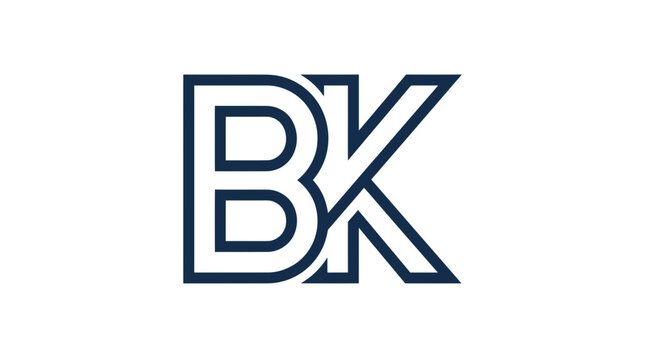 Modern interlocking letters b and k monogram logo design