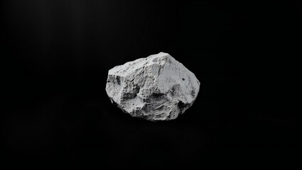 Fototapeta premium Close-up of a textured gray rock on black background with dramatic lighting