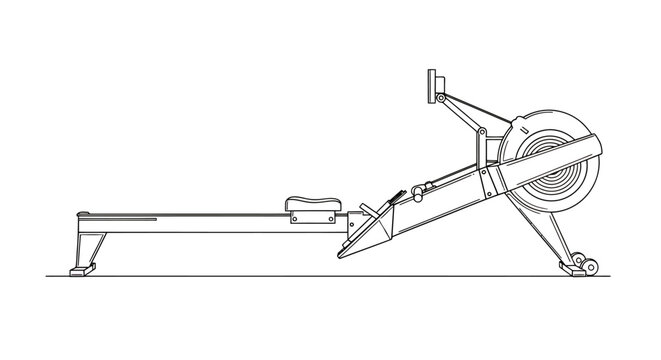 Side view of a compact rowing machine for home gym workouts and cardiovascular training.