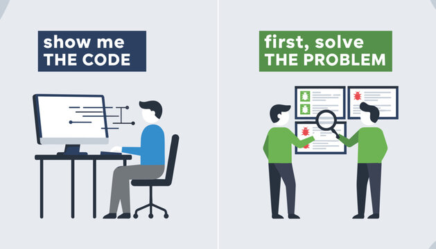 Comparison between writing programming code at a computer and collaborative problem solving by debugging system issues.