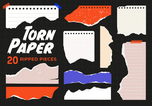 Torn Paper Pieces for Collage Design