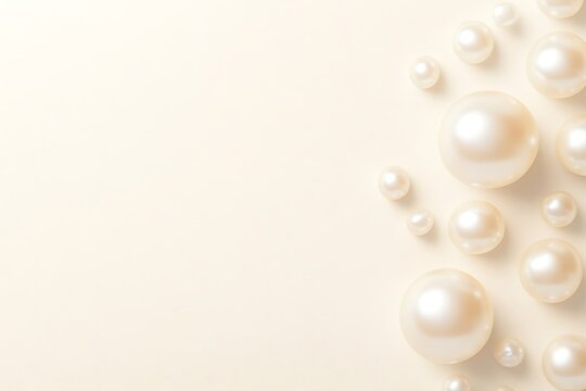 Scattered pearls on white background