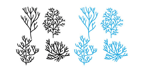 Sea Coral Icon Set – Coral Reef, Marine Plants, Ocean Life & Underwater Nature Vector Collection © Firoz Art Studio99