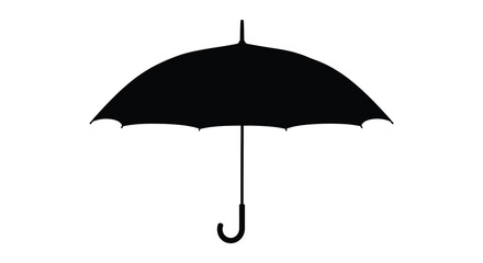 Black Umbrella Silhouette Against A White Background Silhouette © SAKINA