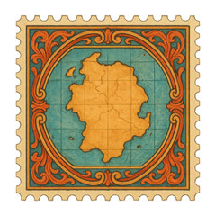 Obraz premium PNG Vintage map stamp illustration