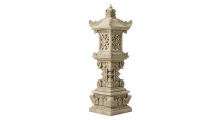 Obraz premium Traditional Balinese stone pillar lamp isolated on transparent background png 