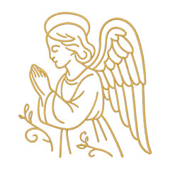 Obraz premium PNG Elegant golden angel line art