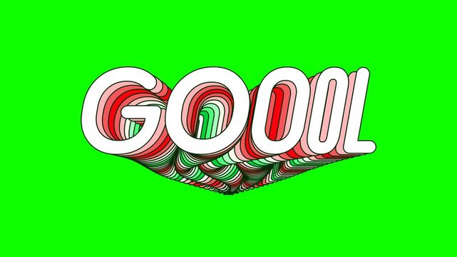 Animaci&oacute;n Tipogr&aacute;fica de Goool en Pantalla Verde Texto Animado en Onda con Tipograf&iacute;a Rounded Amigable y Colores Tricolor