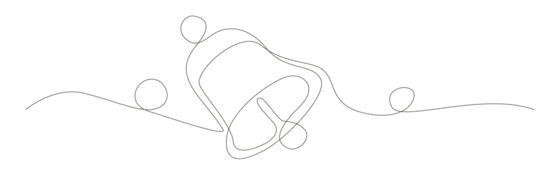 Continued line bell art features a minimalist monochrome icon vector design