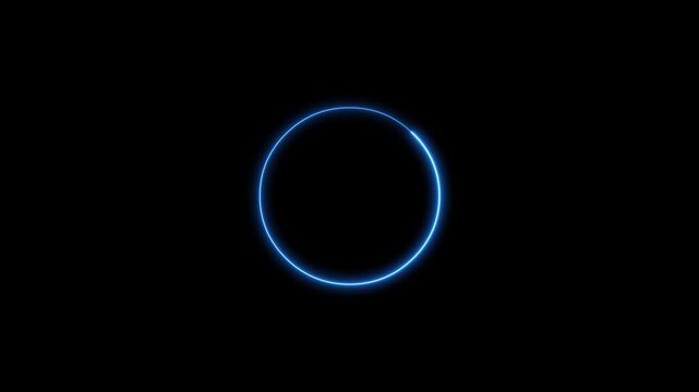 Abstract futuristic user interface with glowing blue circle loop.