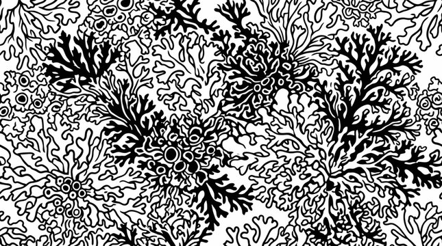 Intricate Black and White Lichen Pattern: Organic Nature Design
