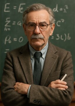 Wise professor in classroom setting.