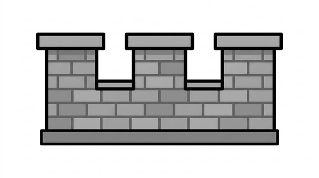 Wall segment with stone texture and grey parapet top