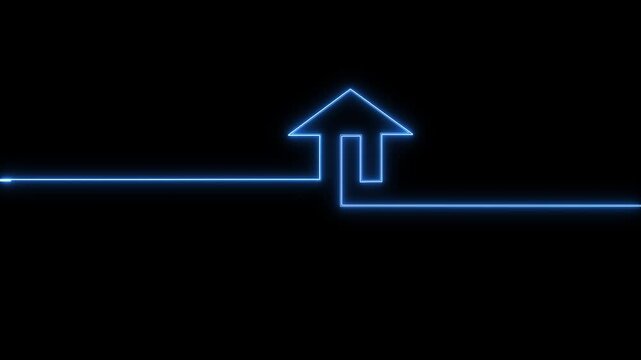Glowing neon blue color home icon on black background.Architectural concepts illustrated by house outline.