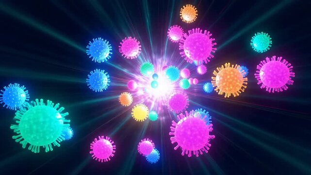 Glowing White Blood Cell Immunofluorescence Microscopy