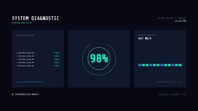 System diagnostic interface with percentages.