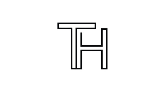 Geometric monogram featuring letters t and h in black line art