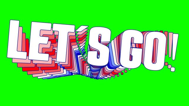 Bold Kinetic Typography Let's Go Animation on Green Screen Heavy Variable Font with Offset Wave Clones for Sports Cheering