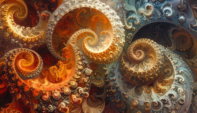 Espirais abstratas em cores vibrantes