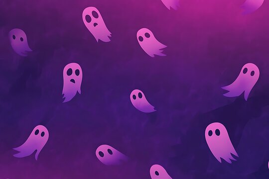 Whimsical ghosts in purple twilight