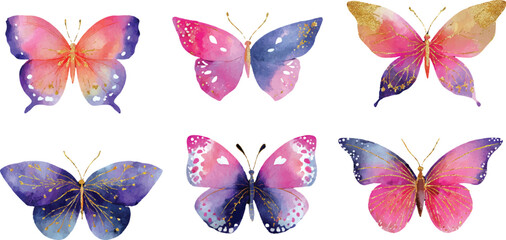 set of colorful butterflies isolated © asadul
