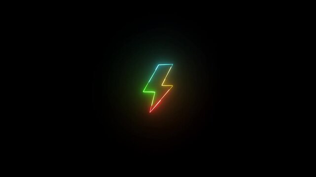 saber color glowing icon animation video on black background.Glowing animation on .4 k video..