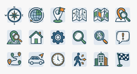 Fototapeta premium Icon Set of Navigation and Utility Symbols.