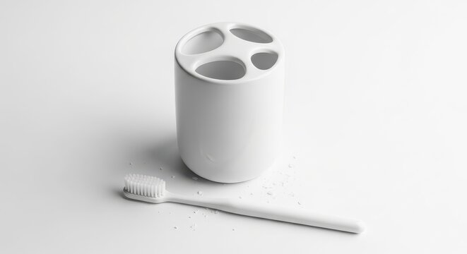 Toothbrush and toothpaste holder on surface.