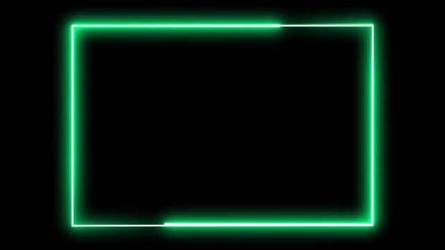 A rectangular frame made of two moving neon lights. A popular abstract background overlay, seamless vaporwave animation. Ideal retro synthwave looping background, glowing cyberpunk border VFX asset 4k