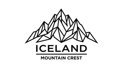 Iceland mountain crest minimalist geometric line art logo © mamik