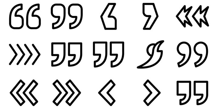 Collection of Black Quotation Marks and Arrows.