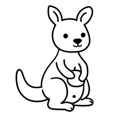 Cute Kangaroo with Joey Coloring Page for Kids © Ruang