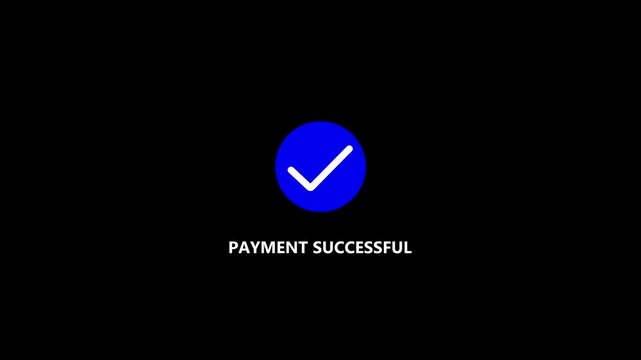 Payment successful animated with blue checkmark for e-commerce and digital transaction confirmation 