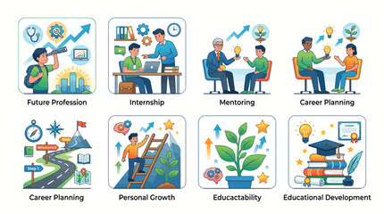 Fototapeta premium Back to School career development icons for education and growth