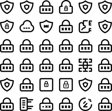 USB Cable Types and Charger Connector Outline Icon Set 