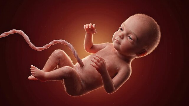 Human Fetus Week 16 Gender Stage 3D Animation Lanugo Hair Second Trimester 4K