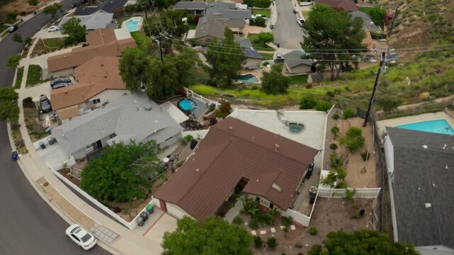 Areal view of urban neighborhoods in Santa Clarita, California, USA 2023,17,05