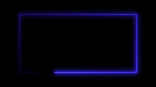 Abstract neon studio background, rectangular frame made of two moving neon lights overlay, seamless concert wall neon gradient web animation. Cyberpunk loopable retro border video effect 4K