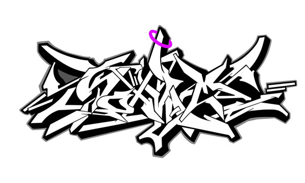 Wildstyle digital graffiti, cool black and white graffiti font illustration, perfect for your graffiti design