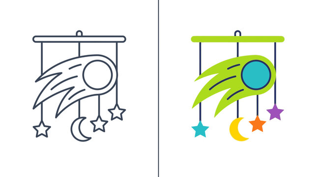 Baby Mobile with Comet and Stars Icon