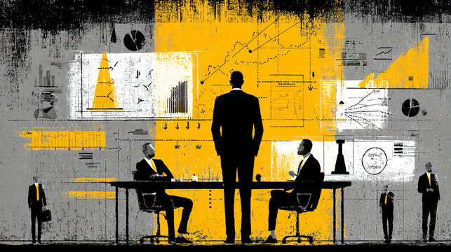 Corporate strategic direction planning concept background, mission vision alignment structure, leadership roadmap planning framework, long term business growth strategy illustration