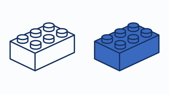 Building block toy brick icon set.
