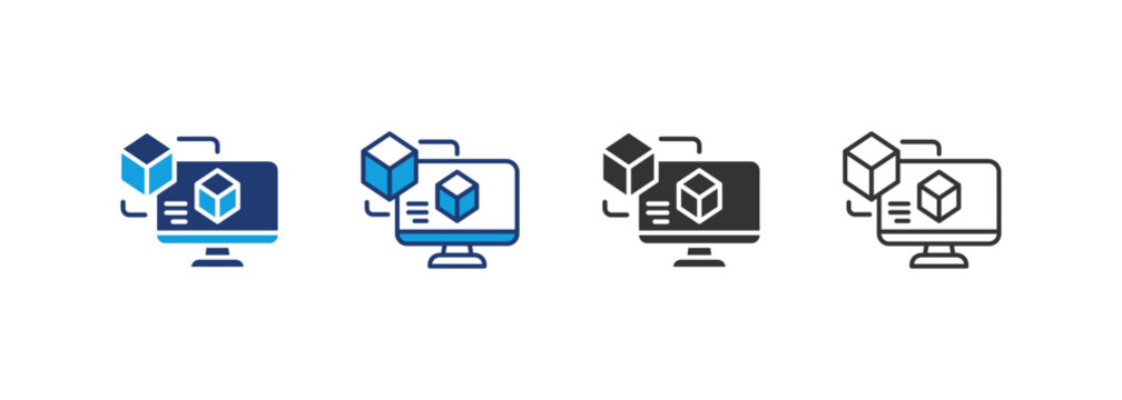 Digital Twin Icon Set Multiple Style Collection